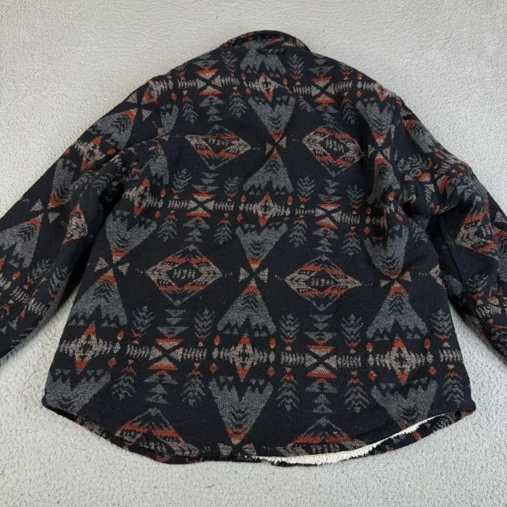 JACHS NEW YORK Jacket Mens M Wool Blend Button Aztec Sherpa Lining Fleece Ranch